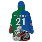 Custom Knights and Rabbitohs Mascot Together Wearable Blanket Hoodie