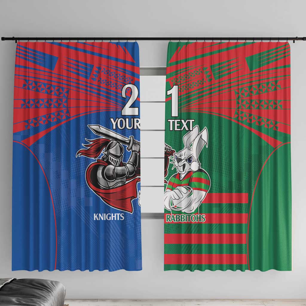 Custom Knights and Rabbitohs Mascot Together Window Curtain