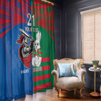 Custom Knights and Rabbitohs Mascot Together Window Curtain