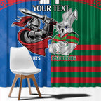 Custom Knights and Rabbitohs Mascot Together Window Curtain