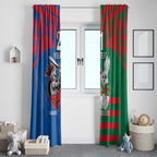 Custom Knights and Rabbitohs Mascot Together Window Curtain