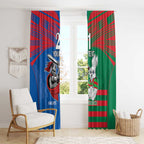 Custom Knights and Rabbitohs Mascot Together Window Curtain