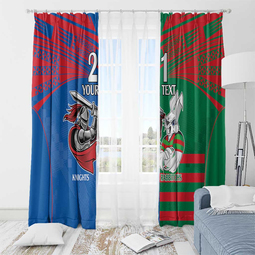 Custom Knights and Rabbitohs Mascot Together Window Curtain