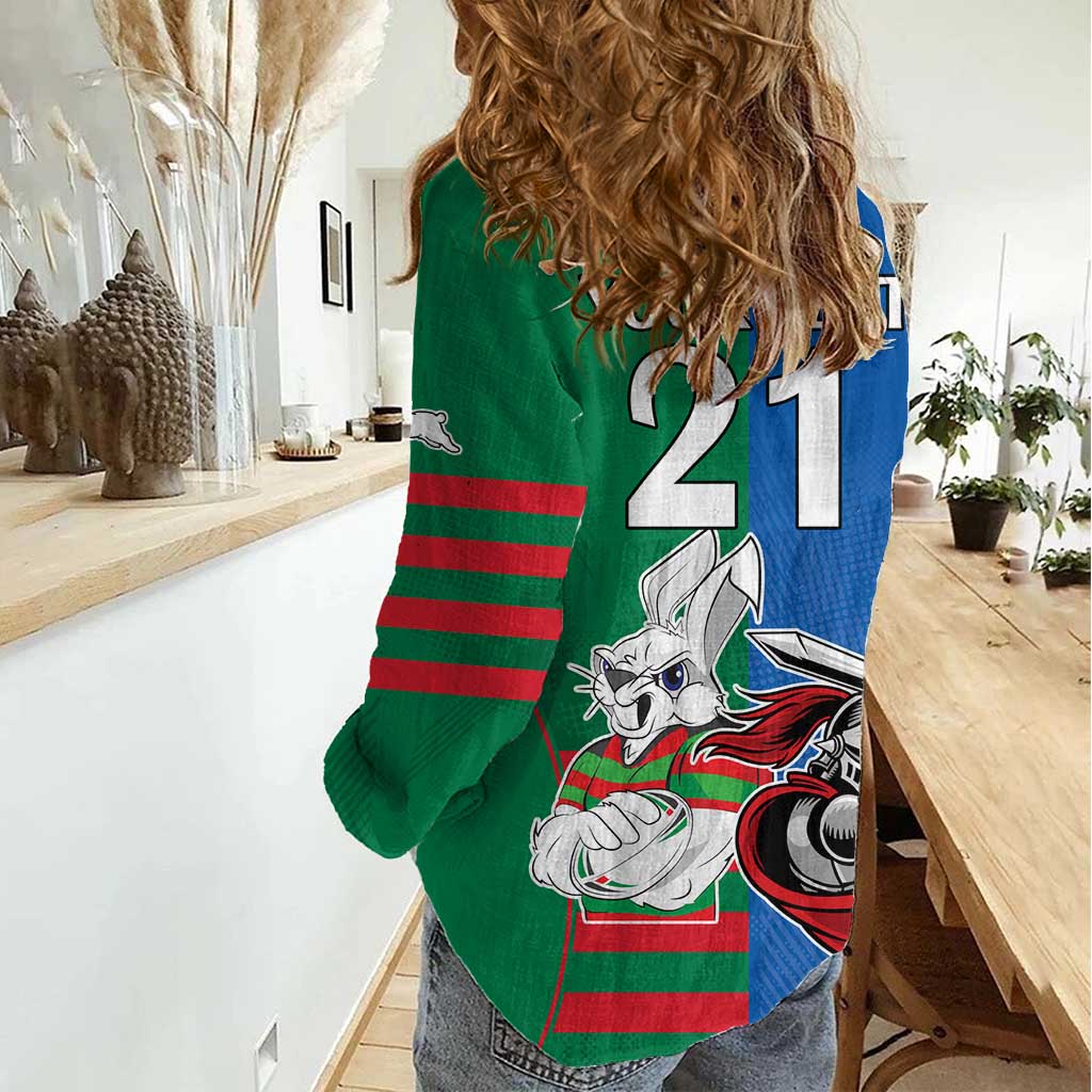 Custom Knights and Rabbitohs Mascot Together Women Casual Shirt