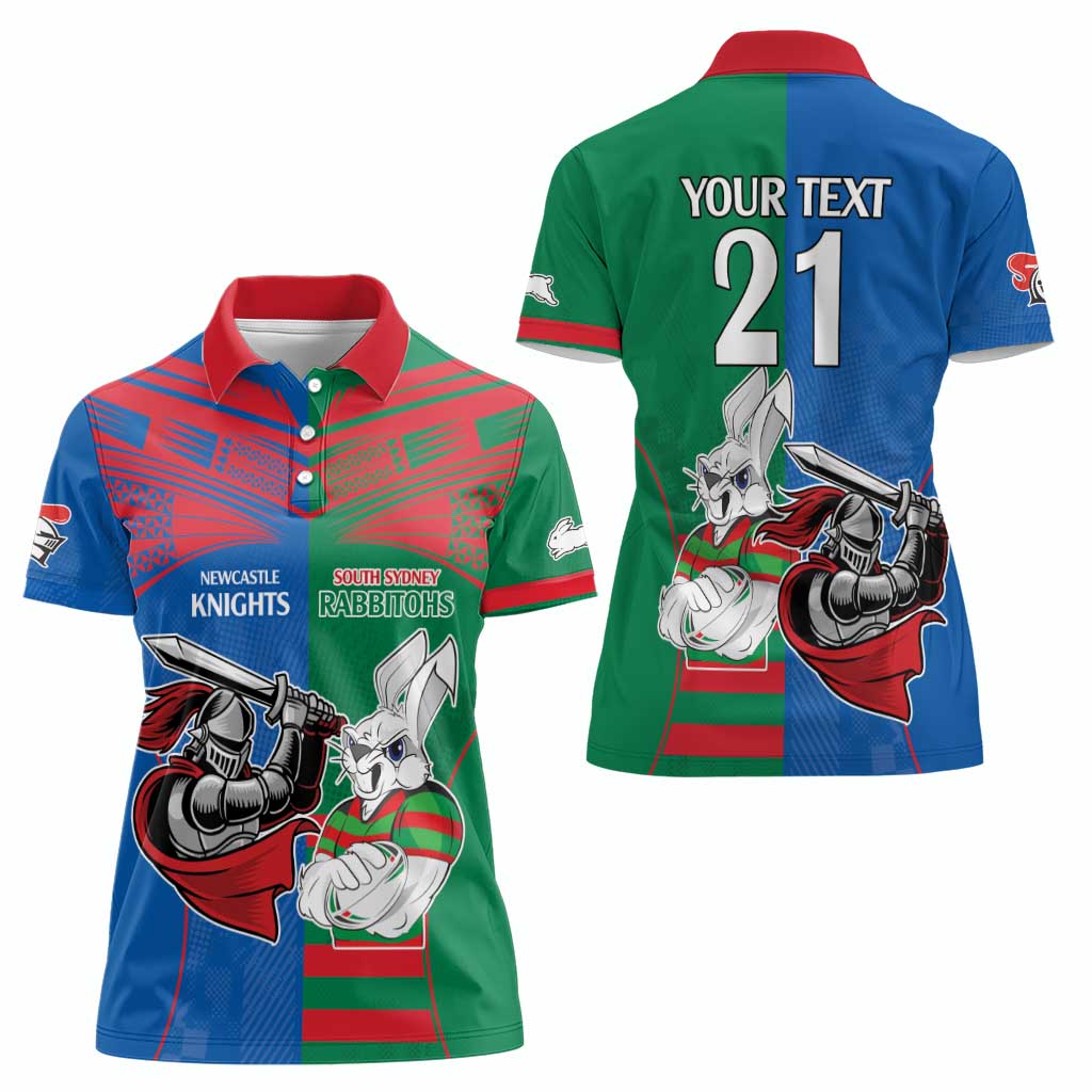 Custom Knights and Rabbitohs Mascot Together Women Polo Shirt