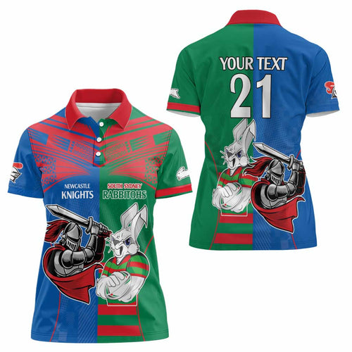 Custom Knights and Rabbitohs Mascot Together Women Polo Shirt
