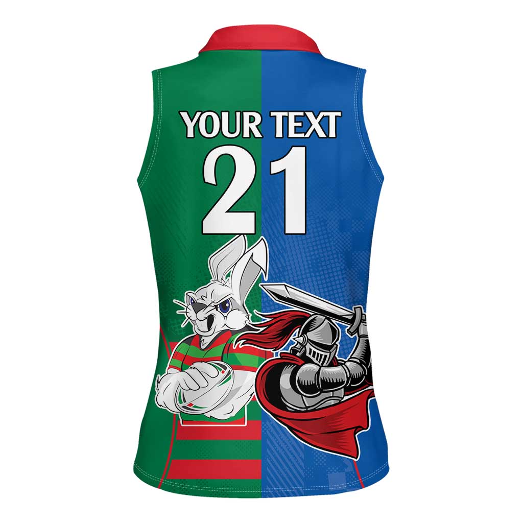Custom Knights and Rabbitohs Mascot Together Women Sleeveless Polo Shirt