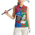 Custom Knights and Rabbitohs Mascot Together Women Sleeveless Polo Shirt