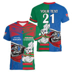 Custom Knights and Rabbitohs Mascot Together Women V-Neck T-Shirt