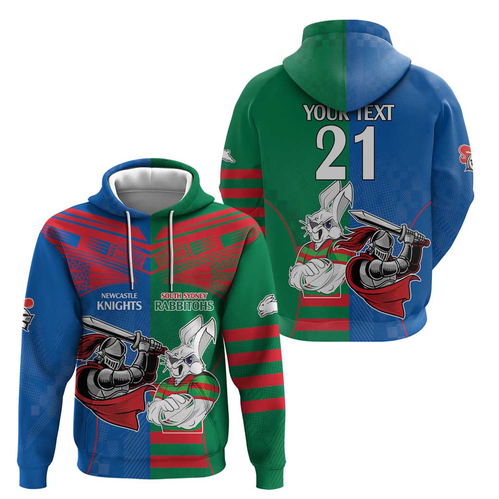 Custom Knights and Rabbitohs Mascot Together Zip Hoodie