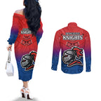 knights-permier-2023-couples-matching-off-the-shoulder-long-sleeve-dress-and-long-sleeve-button-shirts-nrl-mascot-with-aboriginal