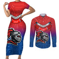 knights-permier-2023-couples-matching-short-sleeve-bodycon-dress-and-long-sleeve-button-shirts-nrl-mascot-with-aboriginal