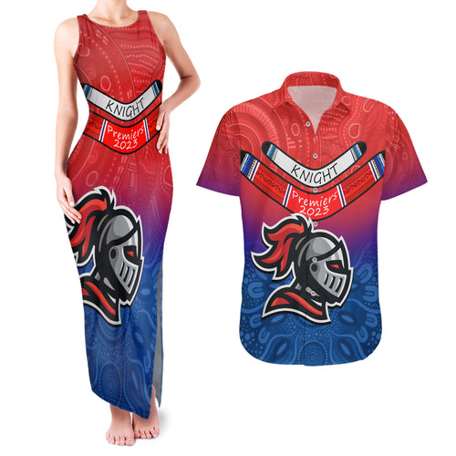 knights-permier-2023-couples-matching-tank-maxi-dress-and-hawaiian-shirt-nrl-mascot-with-aboriginal