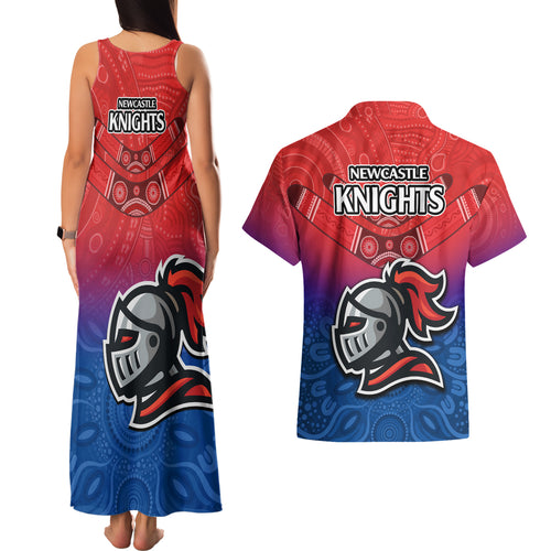 knights-permier-2023-couples-matching-tank-maxi-dress-and-hawaiian-shirt-nrl-mascot-with-aboriginal