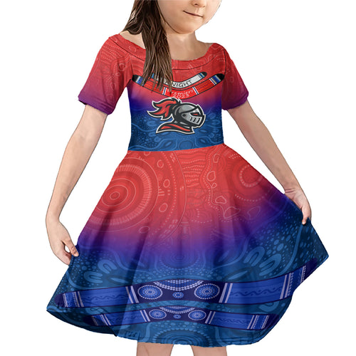 knights-permier-2023-family-matching-mermaid-dress-and-hawaiian-shirt-nrl-mascot-with-aboriginal
