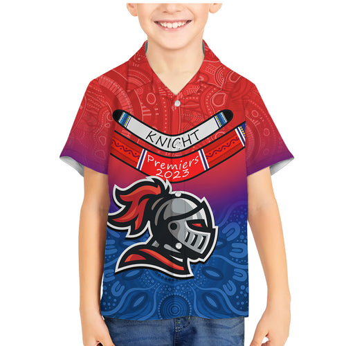 knights-permier-2023-family-matching-mermaid-dress-and-hawaiian-shirt-nrl-mascot-with-aboriginal