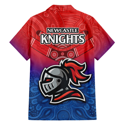 knights-permier-2023-family-matching-off-shoulder-long-sleeve-dress-and-hawaiian-shirt-nrl-mascot-with-aboriginal
