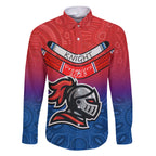 knights-permier-2023-family-matching-off-shoulder-maxi-dress-and-hawaiian-shirt-nrl-mascot-with-aboriginal
