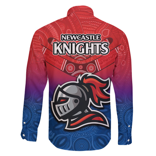 knights-permier-2023-family-matching-off-shoulder-maxi-dress-and-hawaiian-shirt-nrl-mascot-with-aboriginal