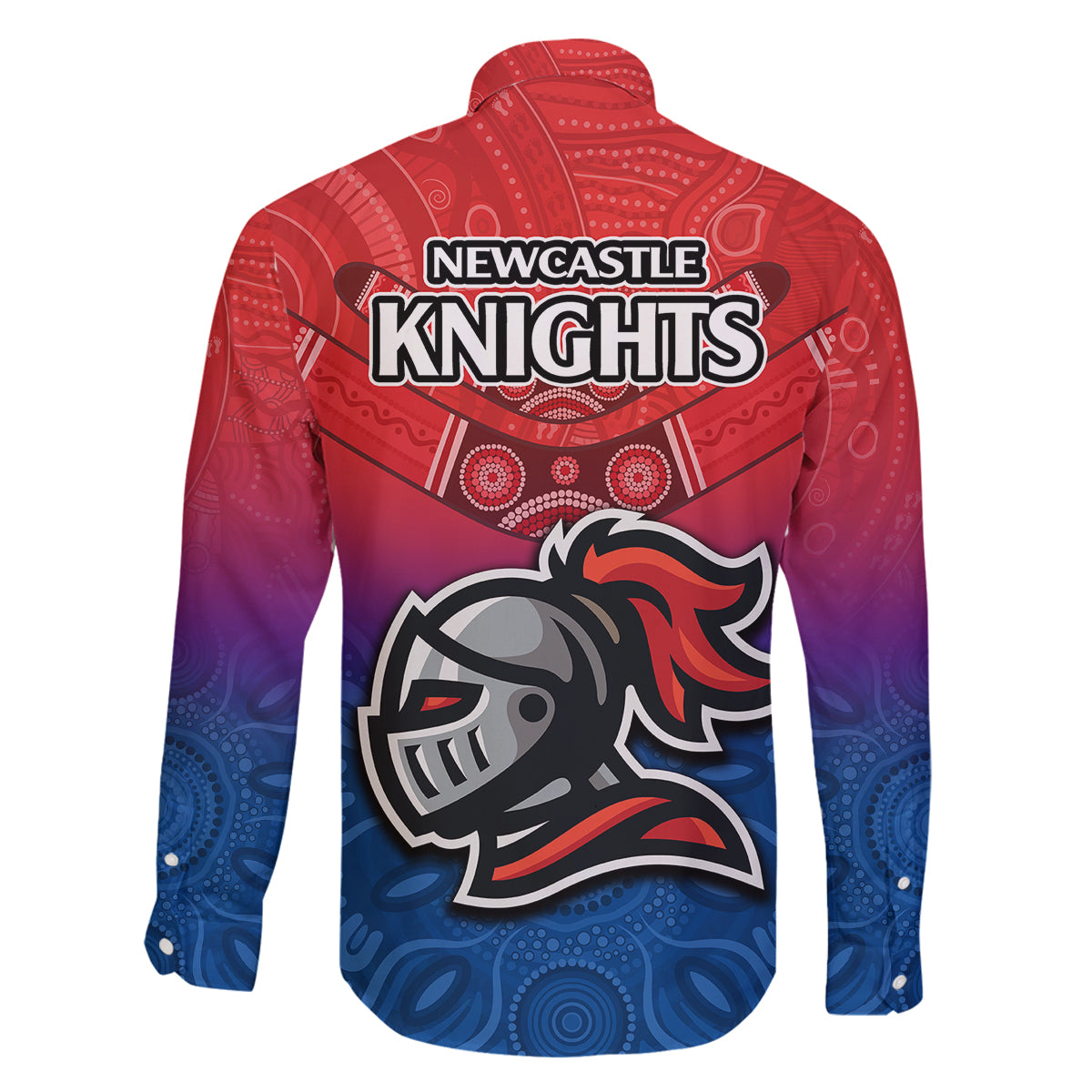 knights-permier-2023-family-matching-off-shoulder-short-dress-and-hawaiian-shirt-nrl-mascot-with-aboriginal