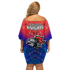 knights-permier-2023-family-matching-off-shoulder-short-dress-and-hawaiian-shirt-nrl-mascot-with-aboriginal