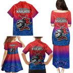 knights-permier-2023-family-matching-puletasi-dress-and-hawaiian-shirt-nrl-mascot-with-aboriginal