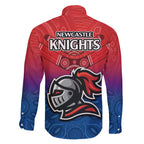 knights-permier-2023-family-matching-short-sleeve-bodycon-dress-and-hawaiian-shirt-nrl-mascot-with-aboriginal
