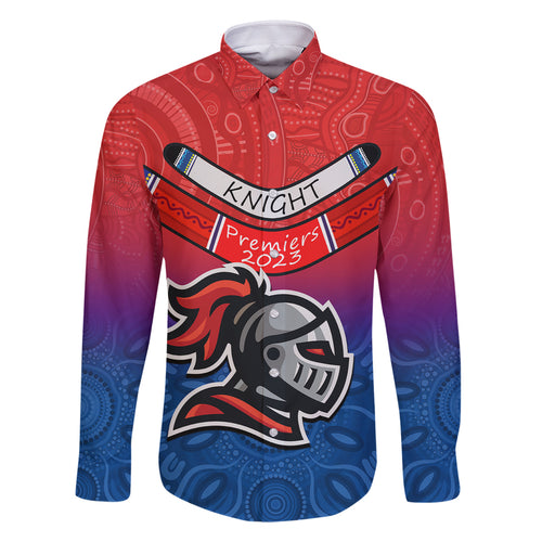 knights-permier-2023-family-matching-summer-maxi-dress-and-hawaiian-shirt-nrl-mascot-with-aboriginal