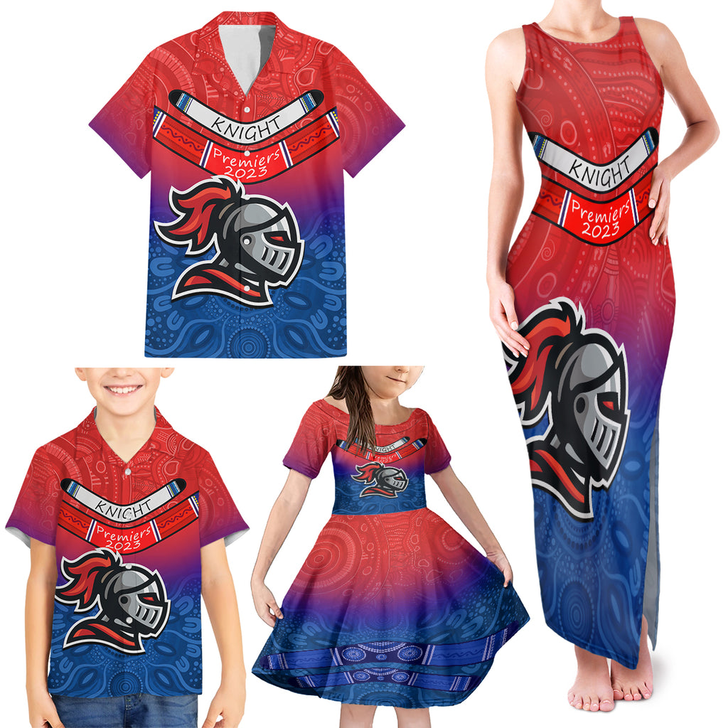 knights-permier-2023-family-matching-tank-maxi-dress-and-hawaiian-shirt-nrl-mascot-with-aboriginal
