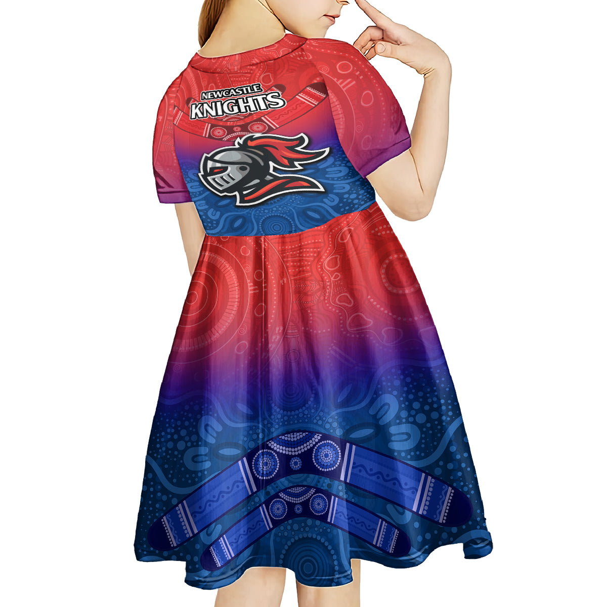 knights-permier-2023-kid-short-sleeve-dress-nrl-mascot-with-aboriginal