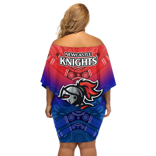 knights-permier-2023-off-shoulder-short-dress-nrl-mascot-with-aboriginal