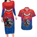 custom-knights-permier-2023-couples-matching-long-sleeve-bodycon-dress-and-hawaiian-shirt-nrl-mascot-with-aboriginal