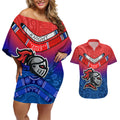 custom-knights-permier-2023-couples-matching-off-shoulder-short-dress-and-hawaiian-shirt-nrl-mascot-with-aboriginal