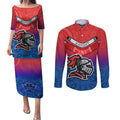 custom-knights-permier-2023-couples-matching-puletasi-dress-and-long-sleeve-button-shirts-nrl-mascot-with-aboriginal