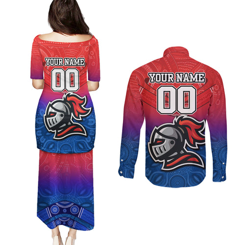 custom-knights-permier-2023-couples-matching-puletasi-dress-and-long-sleeve-button-shirts-nrl-mascot-with-aboriginal