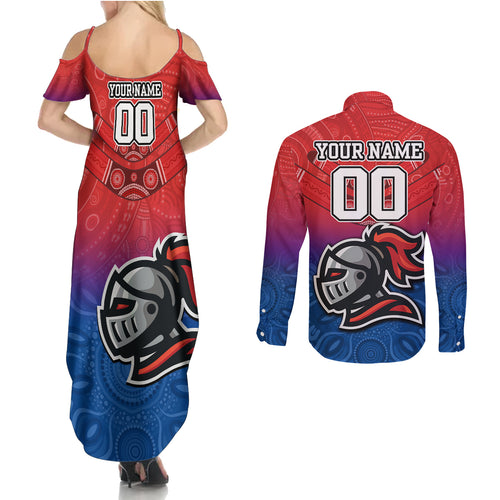 custom-knights-permier-2023-couples-matching-summer-maxi-dress-and-long-sleeve-button-shirts-nrl-mascot-with-aboriginal
