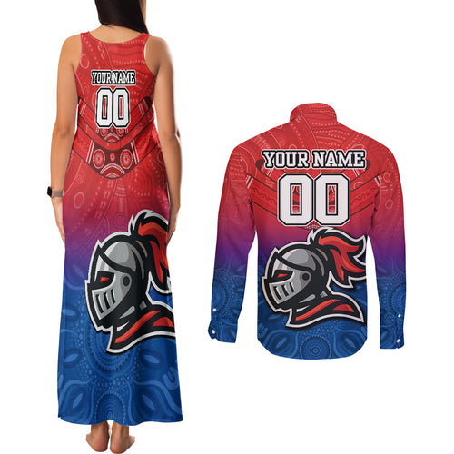 custom-knights-permier-2023-couples-matching-tank-maxi-dress-and-long-sleeve-button-shirts-nrl-mascot-with-aboriginal