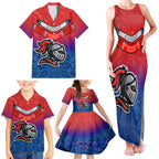 custom-knights-permier-2023-family-matching-tank-maxi-dress-and-hawaiian-shirt-nrl-mascot-with-aboriginal