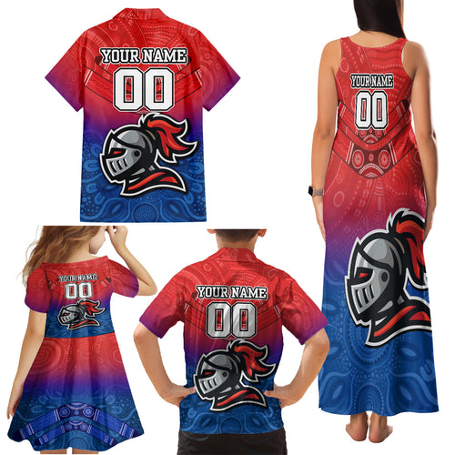 custom-knights-permier-2023-family-matching-tank-maxi-dress-and-hawaiian-shirt-nrl-mascot-with-aboriginal