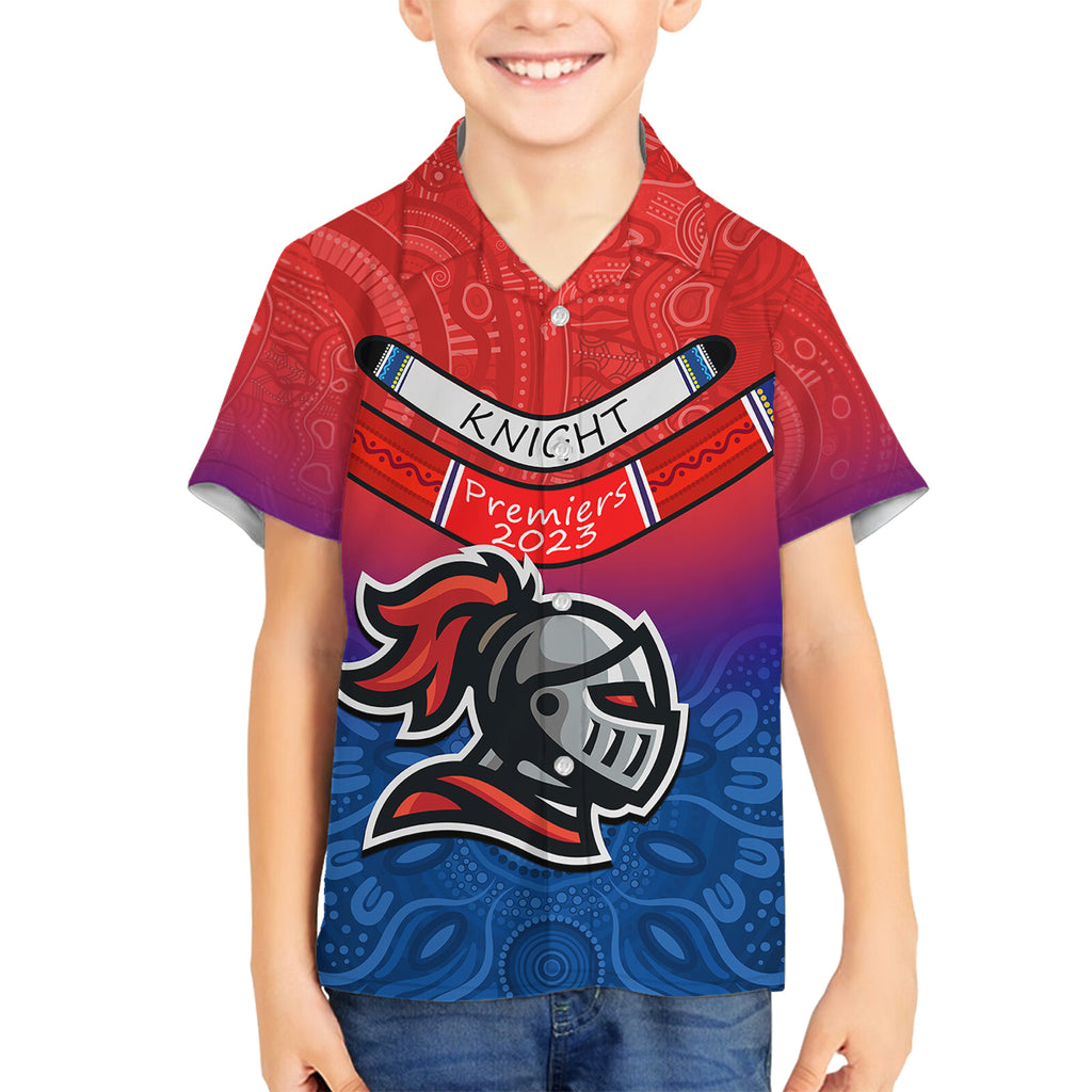 custom-knights-permier-2023-kid-hawaiian-shirt-nrl-mascot-with-aboriginal