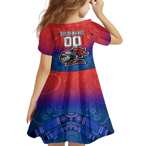 custom-knights-permier-2023-kid-short-sleeve-dress-nrl-mascot-with-aboriginal
