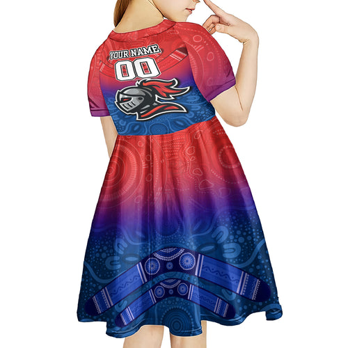 custom-knights-permier-2023-kid-short-sleeve-dress-nrl-mascot-with-aboriginal