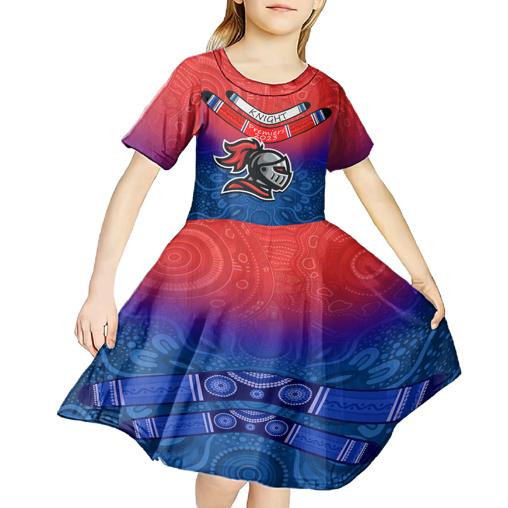 custom-knights-permier-2023-kid-short-sleeve-dress-nrl-mascot-with-aboriginal