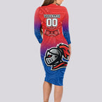 custom-knights-permier-2023-long-sleeve-bodycon-dress-nrl-mascot-with-aboriginal
