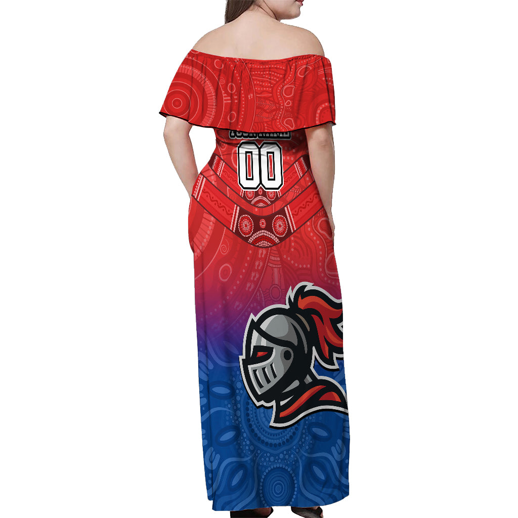 custom-knights-permier-2023-off-shoulder-maxi-dress-nrl-mascot-with-aboriginal