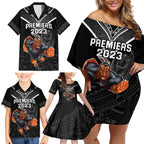 warriors-permier-2023-family-matching-off-shoulder-short-dress-and-hawaiian-shirt-the-wahs-mascot-with-maori-tattoo