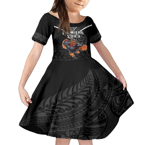 warriors-permier-2023-family-matching-off-shoulder-short-dress-and-hawaiian-shirt-the-wahs-mascot-with-maori-tattoo