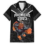 warriors-permier-2023-family-matching-off-shoulder-short-dress-and-hawaiian-shirt-the-wahs-mascot-with-maori-tattoo