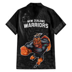 warriors-permier-2023-family-matching-off-shoulder-short-dress-and-hawaiian-shirt-the-wahs-mascot-with-maori-tattoo