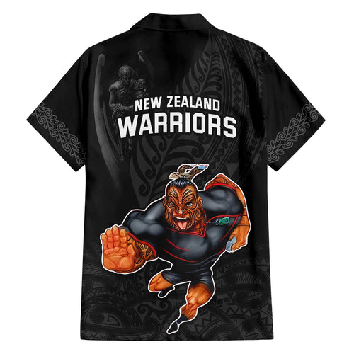 warriors-permier-2023-family-matching-off-shoulder-short-dress-and-hawaiian-shirt-the-wahs-mascot-with-maori-tattoo